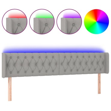 vidaXL Κεφαλάρι Κρεβατιού LED Ανοιχτό Γκρι 203x16x78/88cm Υφασμάτινο 1 τεμ.