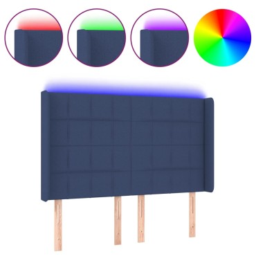 vidaXL Κεφαλάρι Κρεβατιού LED Μπλε 147x16x118/128cm Υφασμάτινο 1 τεμ.