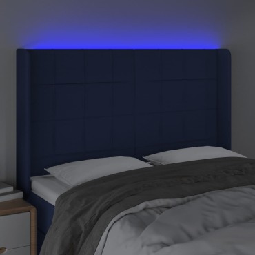 vidaXL Κεφαλάρι Κρεβατιού LED Μπλε 147x16x118/128cm Υφασμάτινο 1 τεμ.