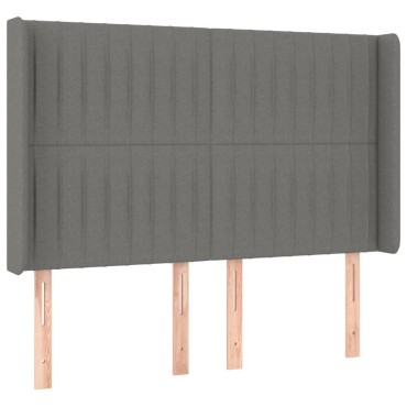 vidaXL Κεφαλάρι Κρεβατιού LED Σκούρο Γκρι 147x16x118/128cm Υφασμάτινο 1 τεμ.