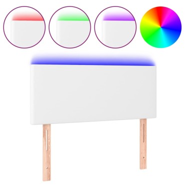 vidaXL Κεφαλάρι Κρεβατιού LED Λευκό 100x5x78/88cm Συνθετ. Δέρμα 1 τεμ.