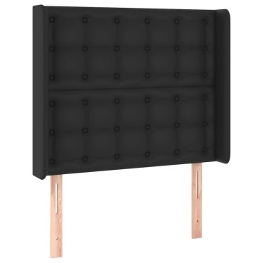 vidaXL Κεφαλάρι Κρεβατιού LED Μαύρο 93x16x118/128cm Συνθετ. Δέρμα 1 τεμ.
