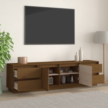 vidaXL Έπιπλο Τηλεόρασης Καφέ Μελί 176x37x47,5cm από Μασίφ Ξύλο Πεύκου
