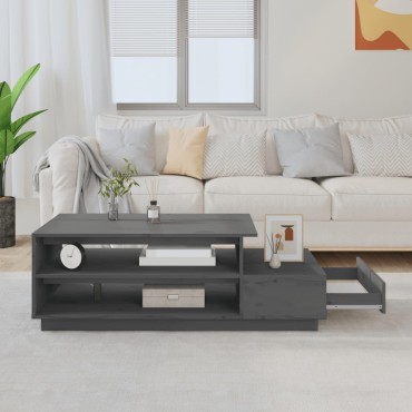 vidaXL Τραπεζάκι Σαλονιού Γκρι 100x50x40,5cm από Μασίφ Ξύλο Πεύκου 1 τεμ.