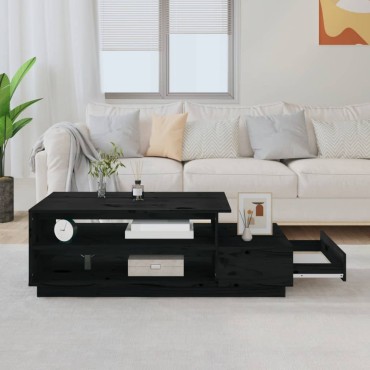 vidaXL Τραπεζάκι Σαλονιού Μαύρο 120x50x40,5cm από Μασίφ Ξύλο Πεύκου 1 τεμ.
