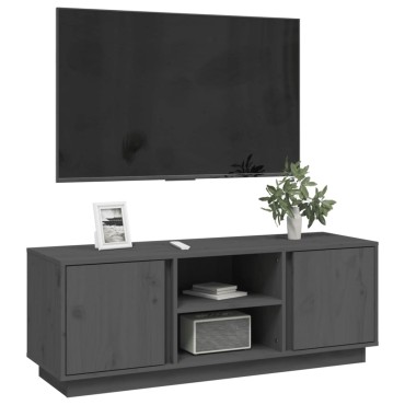 vidaXL Έπιπλο Τηλεόρασης Γκρι 110x35x40,5cm από Μασίφ Ξύλο Πεύκου