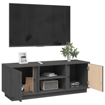 vidaXL Έπιπλο Τηλεόρασης Γκρι 110x35x40,5cm από Μασίφ Ξύλο Πεύκου