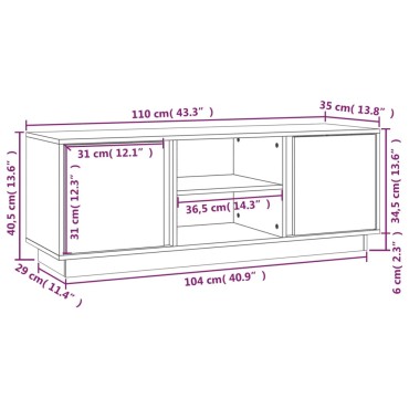vidaXL Έπιπλο Τηλεόρασης Γκρι 110x35x40,5cm από Μασίφ Ξύλο Πεύκου