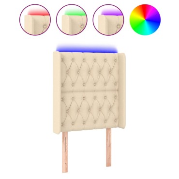 vidaXL Κεφαλάρι Κρεβατιού LED Κρεμ 83x16x118/128cm Υφασμάτινο 1 τεμ.