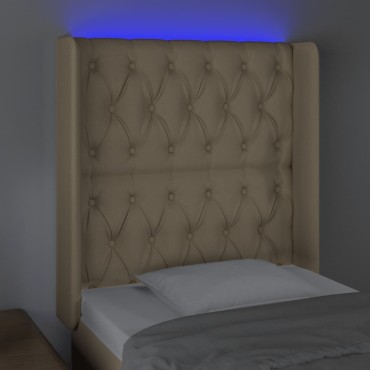 vidaXL Κεφαλάρι Κρεβατιού LED Κρεμ 83x16x118/128cm Υφασμάτινο 1 τεμ.