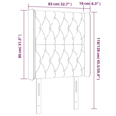 vidaXL Κεφαλάρι Κρεβατιού LED Κρεμ 83x16x118/128cm Υφασμάτινο 1 τεμ.