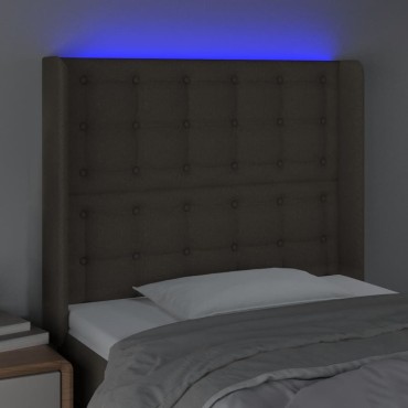 vidaXL Κεφαλάρι Κρεβατιού LED Taupe 93x16x118/128cm Υφασμάτινο 1 τεμ.