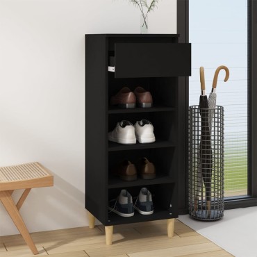 vidaXL Παπουτσοθήκη Μαύρη 40x36x105cm από Επεξεργασμένο Ξύλο