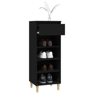 vidaXL Παπουτσοθήκη Μαύρη 40x36x105cm από Επεξεργασμένο Ξύλο