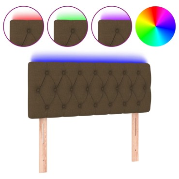 vidaXL Κεφαλάρι Κρεβατιού LED Σκούρο Καφέ 90x7x78/88cm Υφασμάτινο 1 τεμ.