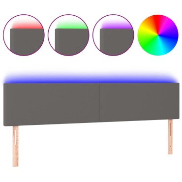 vidaXL Κεφαλάρι Κρεβατιού LED Γκρι 160x5x78/88cm από Συνθετικό Δέρμα 1 τεμ.