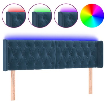 vidaXL Κεφαλάρι Κρεβατιού LED Σκούρο Μπλε 163x16x78/88cm Βελούδινο 1 τεμ.