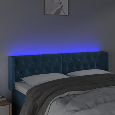 vidaXL Κεφαλάρι Κρεβατιού LED Σκούρο Μπλε 163x16x78/88cm Βελούδινο 1 τεμ.