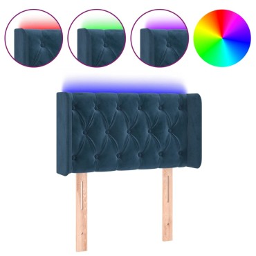 vidaXL Κεφαλάρι Κρεβατιού LED Σκούρο Μπλε 83x16x78/88cm Βελούδινο 1 τεμ.