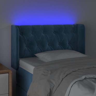 vidaXL Κεφαλάρι Κρεβατιού LED Σκούρο Μπλε 83x16x78/88cm Βελούδινο 1 τεμ.