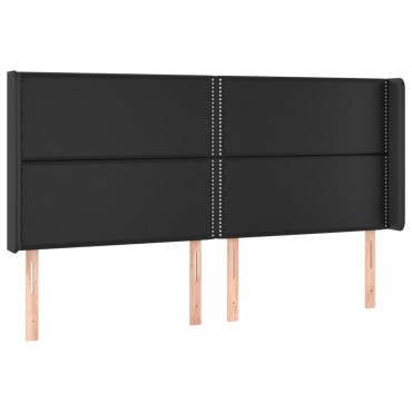 vidaXL Κεφαλάρι Κρεβατιού LED Μαύρο 183x16x118/128cm Συνθετ. Δέρμα 1 τεμ.