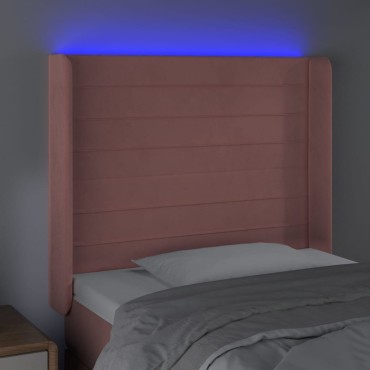vidaXL Κεφαλάρι Κρεβατιού LED Ροζ 103x16x118/128cmΒελούδινο 1 τεμ.