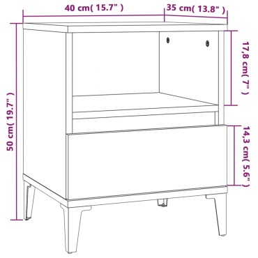vidaXL Κομοδίνα 2 τεμ. Γυαλιστερό Λευκό 40x35x50cm