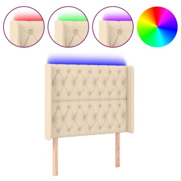vidaXL Κεφαλάρι Κρεβατιού LED Κρεμ 103x16x118/128cm Υφασμάτινο 1 τεμ.