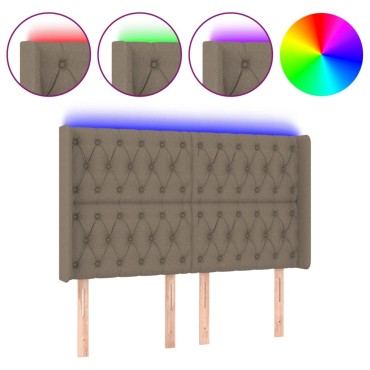 vidaXL Κεφαλάρι Κρεβατιού LED Taupe 163x16x118/128cm Υφασμάτινο 1 τεμ.
