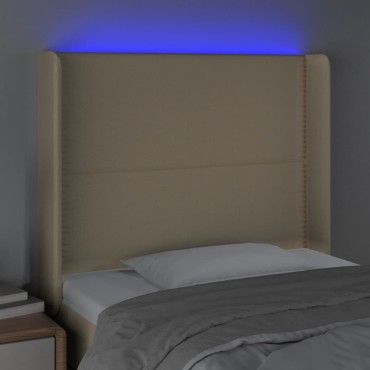 vidaXL Κεφαλάρι Κρεβατιού LED Κρεμ 93x16x118/128cm Υφασμάτινο 1 τεμ.