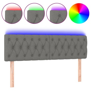 vidaXL Κεφαλάρι Κρεβατιού LED Σκούρο Γκρι 160x7x78/88cm Υφασμάτινο 1 τεμ.