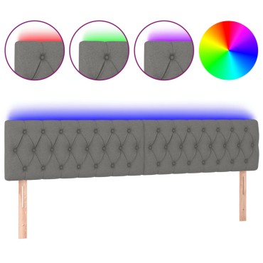 vidaXL Κεφαλάρι Κρεβατιού LED Σκούρο Γκρι 180x7x78/88cm Υφασμάτινο 1 τεμ.