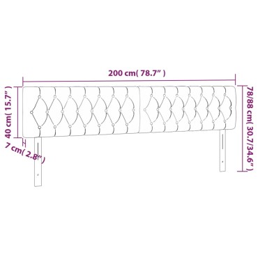 vidaXL Κεφαλάρι Κρεβατιού LED Σκούρο Γκρι 200x7x78/88cm Υφασμάτινο 1 τεμ.