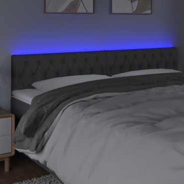 vidaXL Κεφαλάρι Κρεβατιού LED Σκούρο Γκρι 200x7x78/88cm Υφασμάτινο 1 τεμ.