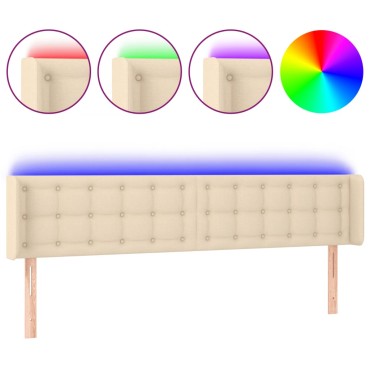 vidaXL Κεφαλάρι Κρεβατιού LED Κρεμ 203x16x78/88cm Υφασμάτινο 1 τεμ.