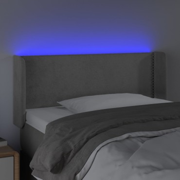 vidaXL Κεφαλάρι Κρεβατιού LED Ανοιχτό Γκρι 93x16x78/88cm Βελούδινο 1 τεμ.