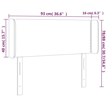 vidaXL Κεφαλάρι Κρεβατιού LED Ανοιχτό Γκρι 93x16x78/88cm Βελούδινο 1 τεμ.