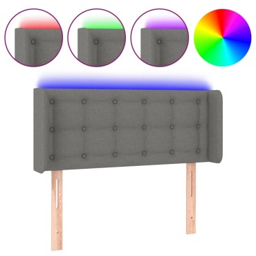 vidaXL Κεφαλάρι Κρεβατιού LED Σκούρο Γκρι 93x16x78/88cm Υφασμάτινο 1 τεμ.