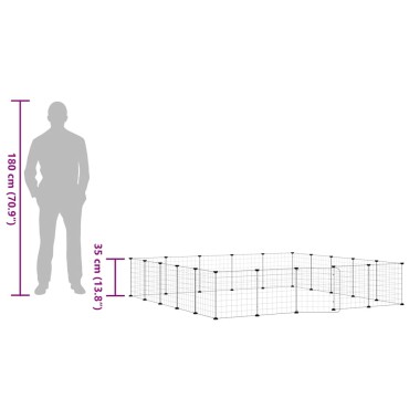 vidaXL Κλουβί Κατοικίδιων με 20 Πάνελ + Πόρτα Μαύρο 35 x 35εκ Ατσάλινο