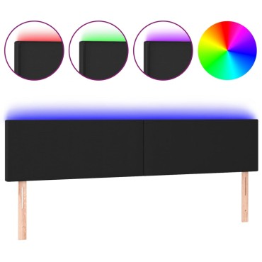 vidaXL Κεφαλάρι Κρεβατιού LED Μαύρο 180x5x78/88cm Συνθετ. Δέρμα 1 τεμ.