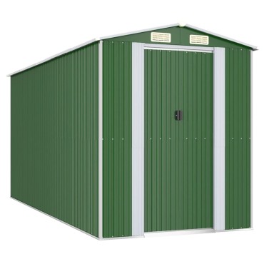 vidaXL Αποθήκη Κήπου Πράσινη 192x440x223 εκ. Γαλβανισμένο Ατσάλι