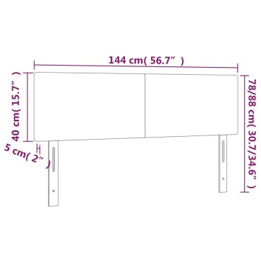 vidaXL Κεφαλάρι Κρεβατιού LED Λευκό 144x5x78/88cm Συνθετ. Δέρμα 1 τεμ.