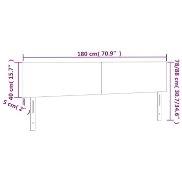 vidaXL Κεφαλάρι Κρεβατιού LED Λευκό 180x5x78/88cm Συνθετ. Δέρμα 1 τεμ.