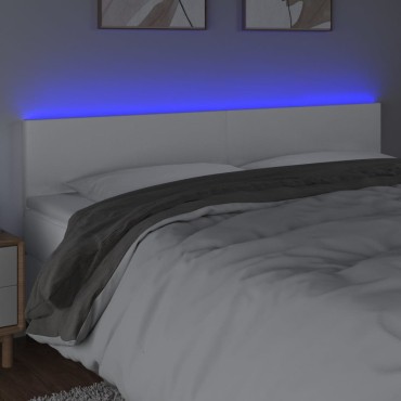 vidaXL Κεφαλάρι Κρεβατιού LED Λευκό 180x5x78/88cm Συνθετ. Δέρμα 1 τεμ.