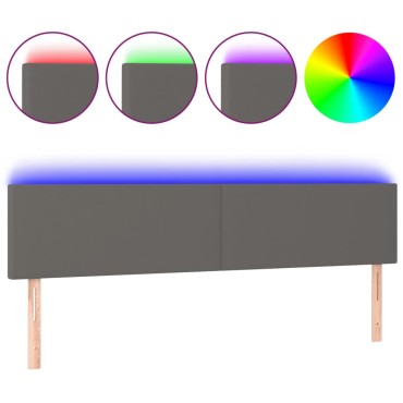 vidaXL Κεφαλάρι Κρεβατιού LED Γκρι 200x5x78/88cm από Συνθετικό Δέρμα 1 τεμ.