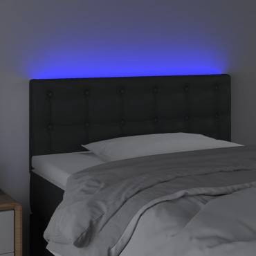 vidaXL Κεφαλάρι Κρεβατιού LED Μαύρο 90x5x78/88cm από Συνθετικό Δέρμα 1 τεμ.
