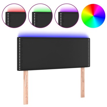 vidaXL Κεφαλάρι Κρεβατιού LED Μαύρο 100x5x78/88cm Συνθετ. Δέρμα 1 τεμ.
