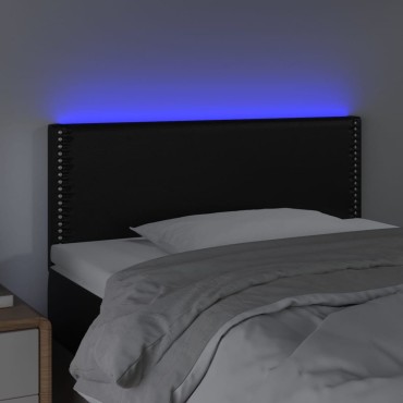 vidaXL Κεφαλάρι Κρεβατιού LED Μαύρο 100x5x78/88cm Συνθετ. Δέρμα 1 τεμ.