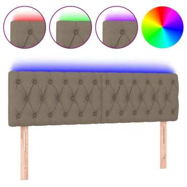 vidaXL Κεφαλάρι Κρεβατιού LED Taupe 144x7x78/88cm Υφασμάτινο 1 τεμ.