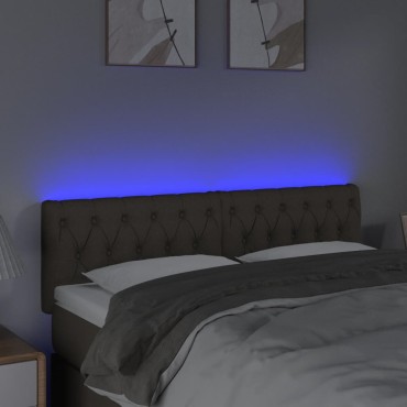 vidaXL Κεφαλάρι Κρεβατιού LED Taupe 144x7x78/88cm Υφασμάτινο 1 τεμ.